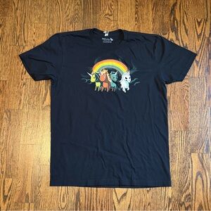 Black Graphic Unicorn Crew Neck T-Shirt